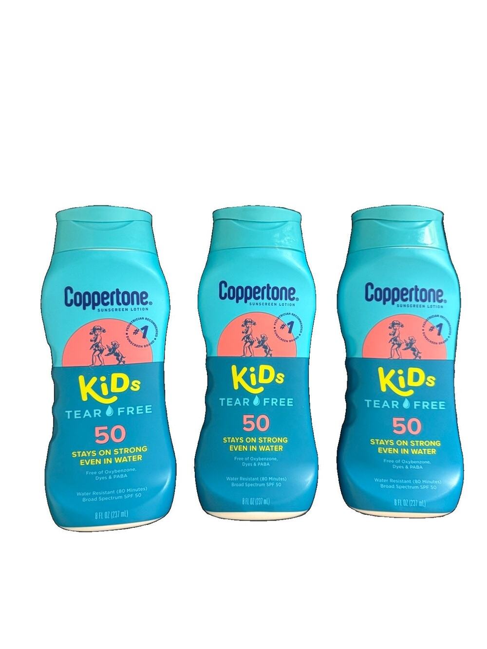 3 Pack Coppertone Kids SPF 50 Mineral Sunscreen Lotion 8oz Tear Free CLEARANCE